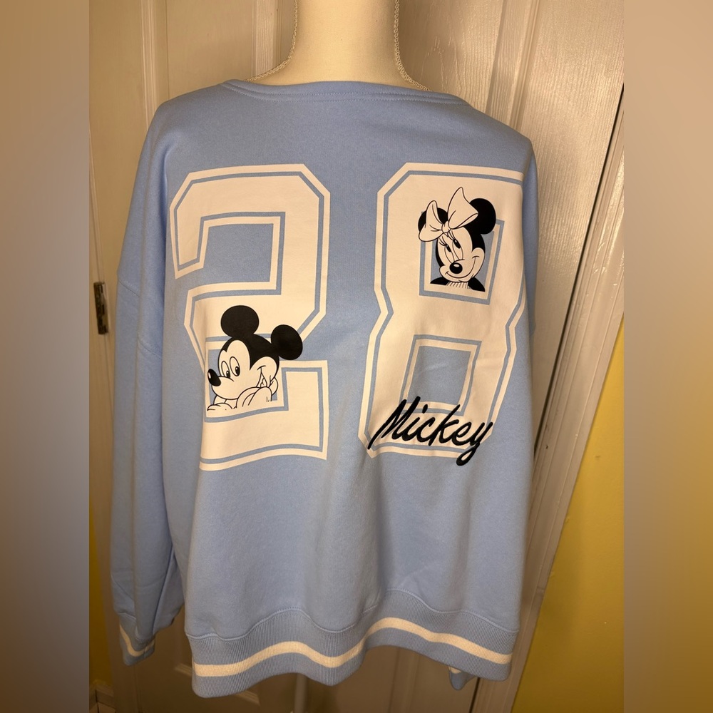 Disney Women's Pastel Blue Mickey & Minnie Sweater